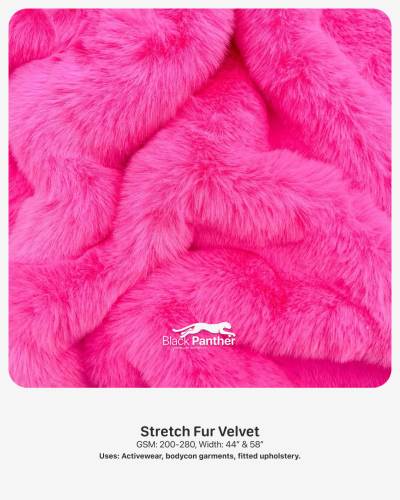 Stretch Fur Velvet Fabric 200-280 GSM | 44” & 58” Width | Activewear, Bodycon & Upholstery in Surat